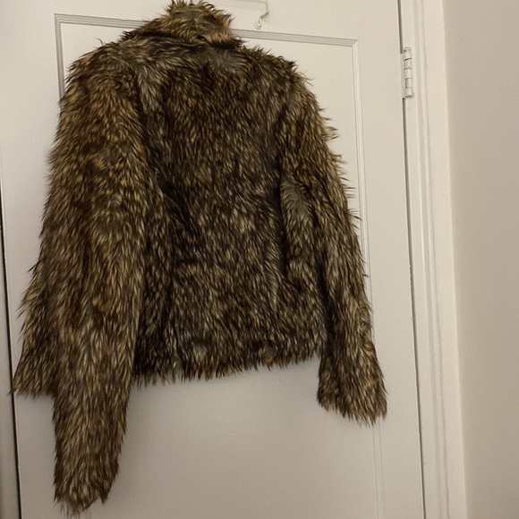 l'affaire brown faux fur jacket  size: m - Picture 6 of 8